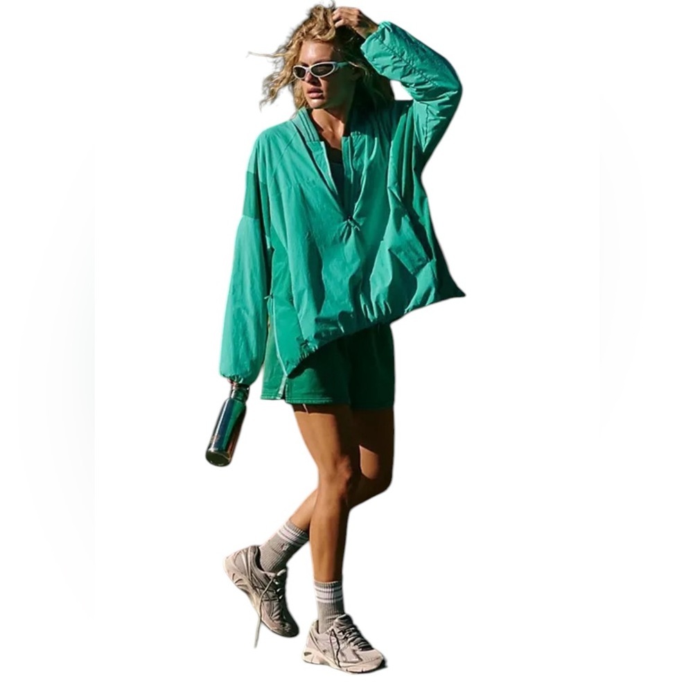 Free People Teal Oversized Pullover Windbreaker